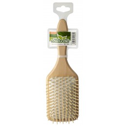 Hair brush wooden beech, large, flat, wood needles, antistatic IPPA - 1
