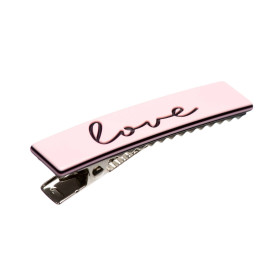 Medium size rectangular shape alligator hair clip in Pink and black Kosmart - 1