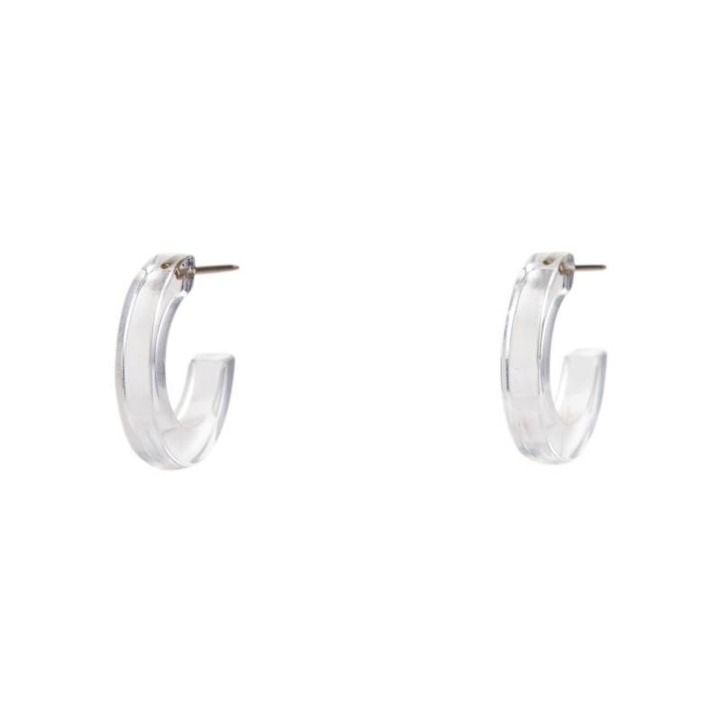 Small size round shape titanium earrings in Crystal, 2pcs. Kosmart - 1