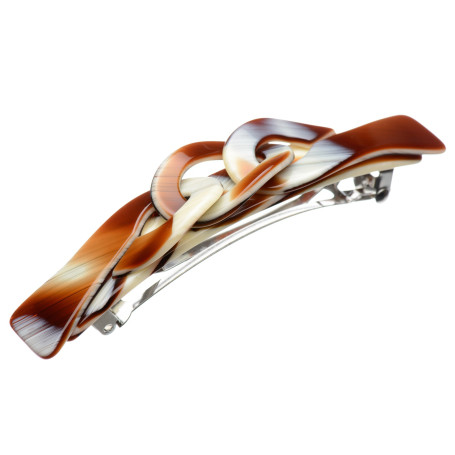 Medium size rectangular shape hair barrette in Chocolate horn Kosmart - 1