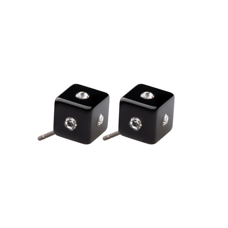 Very small size cube shape titanium earrings in black, 2 pcs. Kosmart - 1