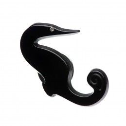 Medium size seahorse shape brooch in Black Kosmart - 1