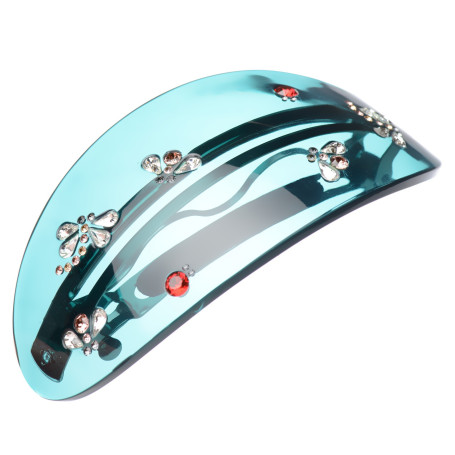 Extra large size oval shape Hair barrette in Transparent green Kosmart - 1