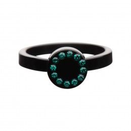 Medium size round shape Metal free ring in Black Kosmart - 1