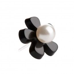 Medium size flower shape Metal free earring in Black Kosmart - 1