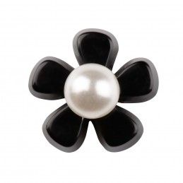 Medium size flower shape Metal free earring in Black Kosmart - 2