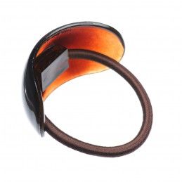 Medium size oval shape hair elastic with decoration in Brown Kosmart - 2
