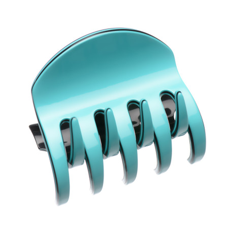 Medium size regular shape hair jaw clip in Turquoise and Black Kosmart - 1