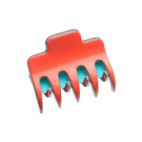 Small size regular shape Hair jaw clip in Coral and turquoise Kosmart - 1