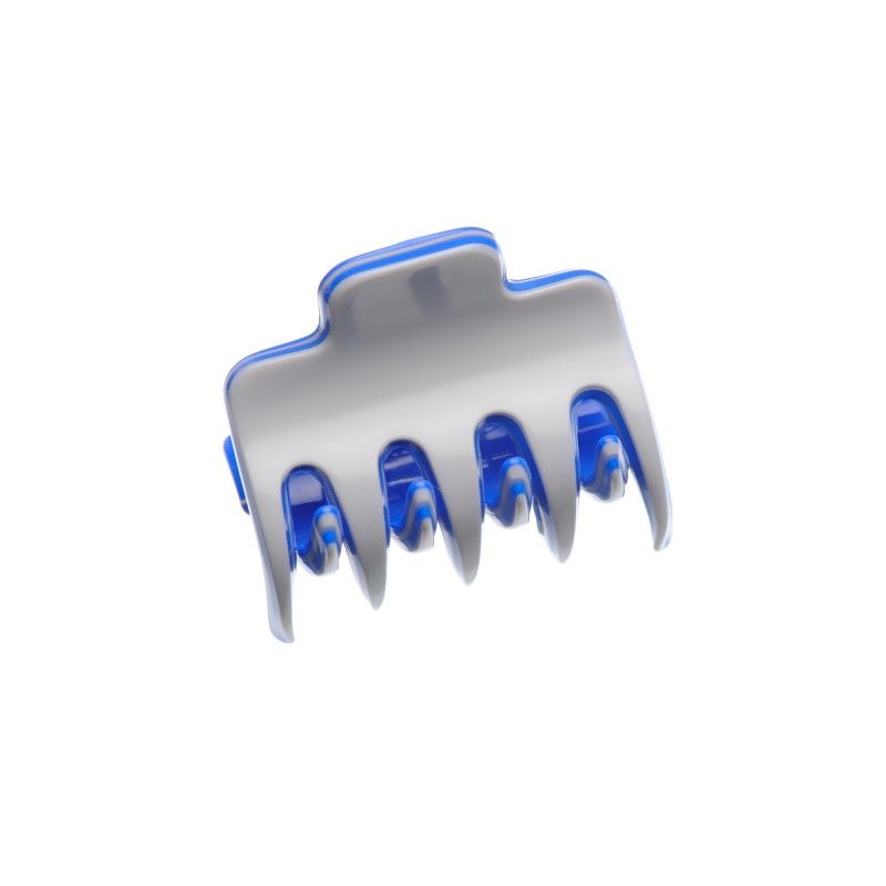 Very small size regular shape Hair claw clip in Light grey and fluo electric blue Kosmart - 1