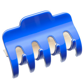 Large size regular shape Hair jaw clip in Fluo electric blue and ivory Kosmart - 1