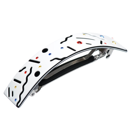 Large size rectangular shape Hair barrette in White and black Kosmart - 1