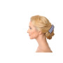 Medium size rectangular shape Hair barrette in Blue and white Kosmart - 4