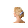 Medium size rectangular shape Hair barrette in Blue and white Kosmart - 5