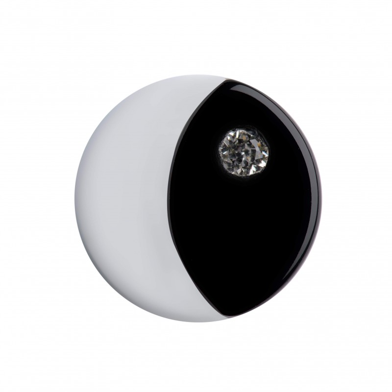 Medium size round shape Metal free earring in Black and white Kosmart - 1