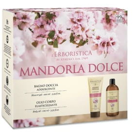 Box gift set Unisex L'Erboristica SWEET ALMOND OIL BODY TREATMENT: Body oil 100 ml +  shower gel 100 ml ERBORISTICA - 1